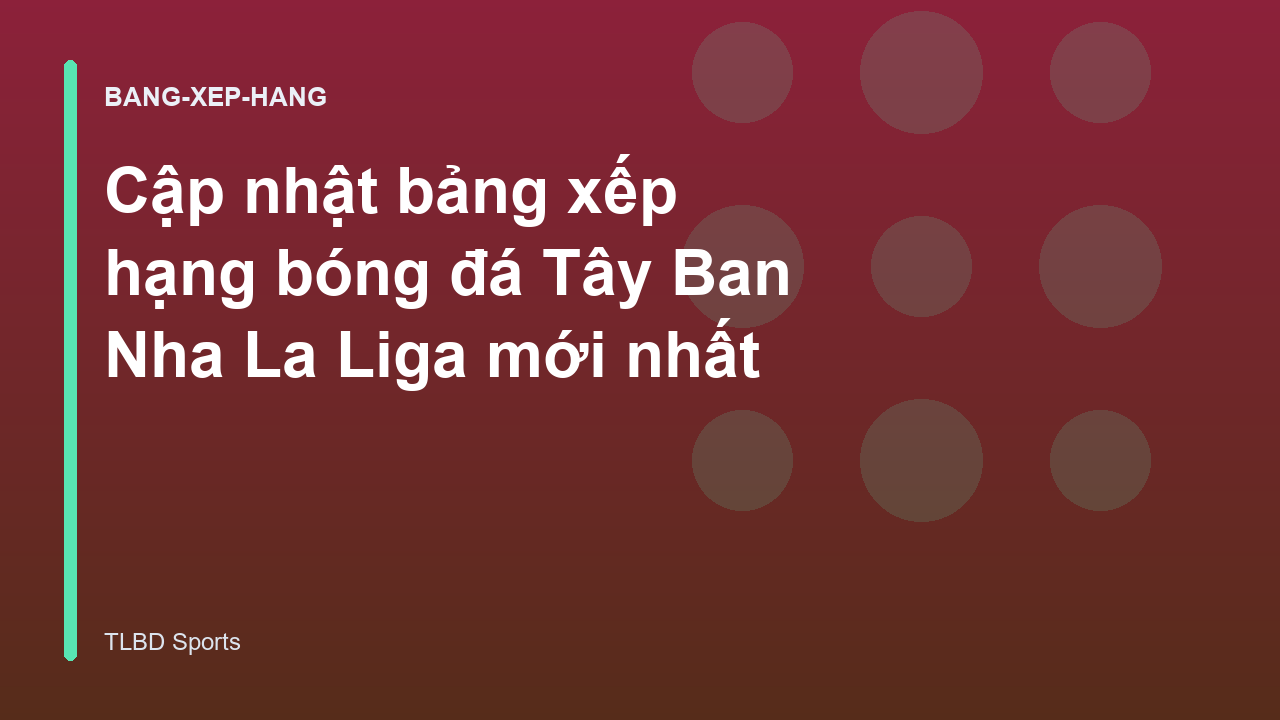 Cập nhật bảng xếp hạng bóng đá Tây Ban Nha La Liga mới nhất